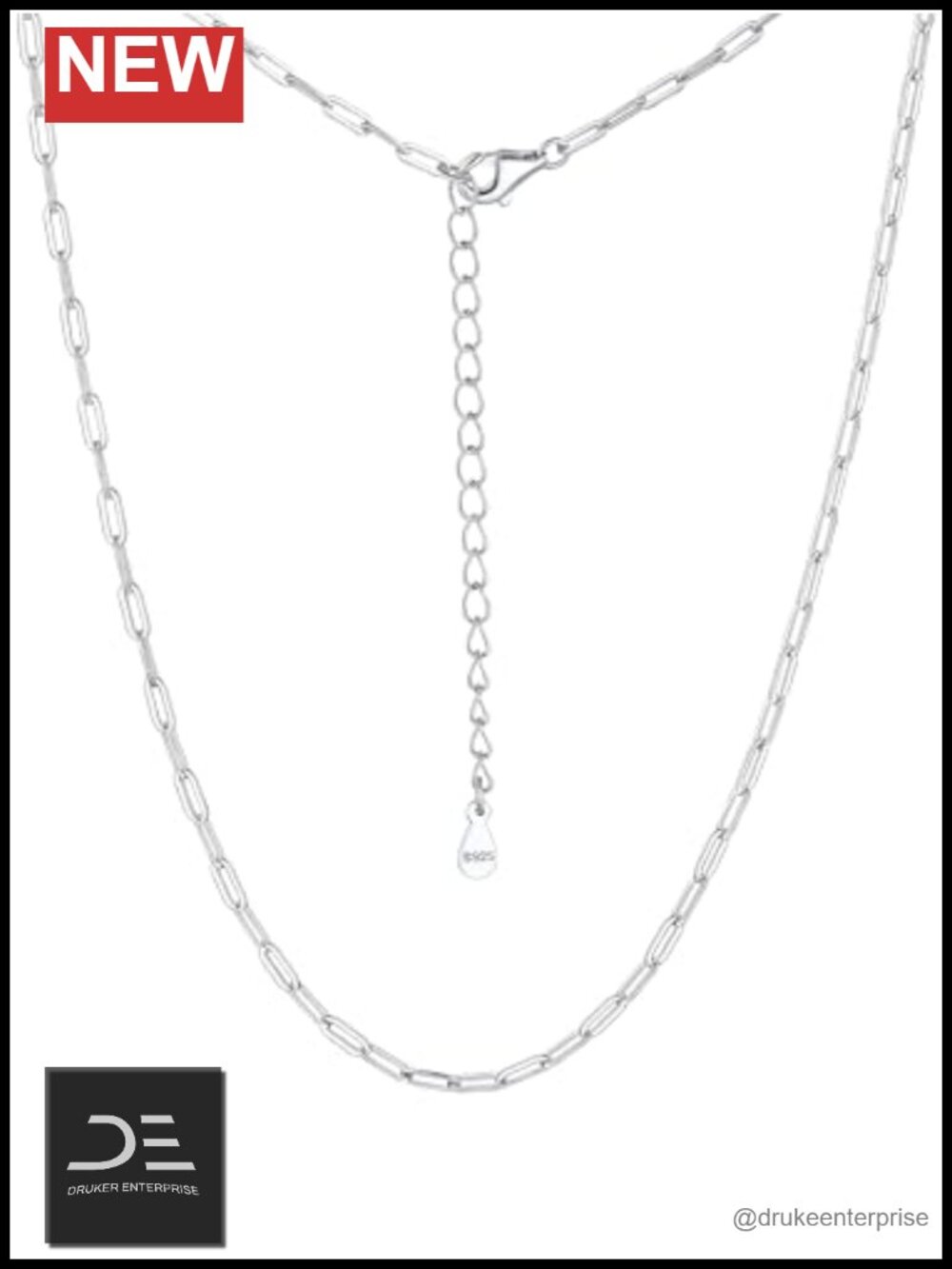 925 Sterling Silver Paperclip Chain Necklace, Gold/Rose Gold Plated, 14-24 inch